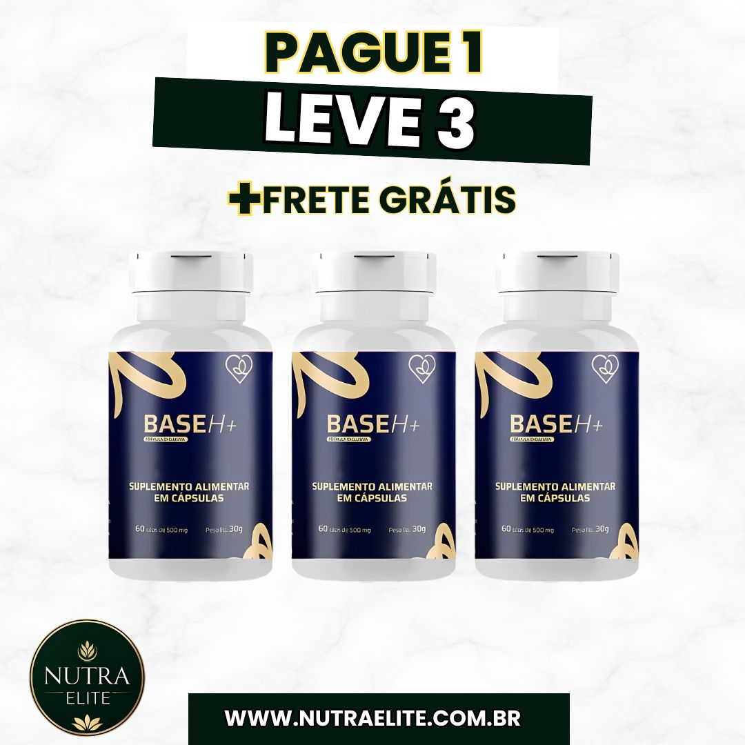 Base H+ – Potência, Desejo e Vitalidade Masculina – Compre 1 Leve 3 + Frete Grátis